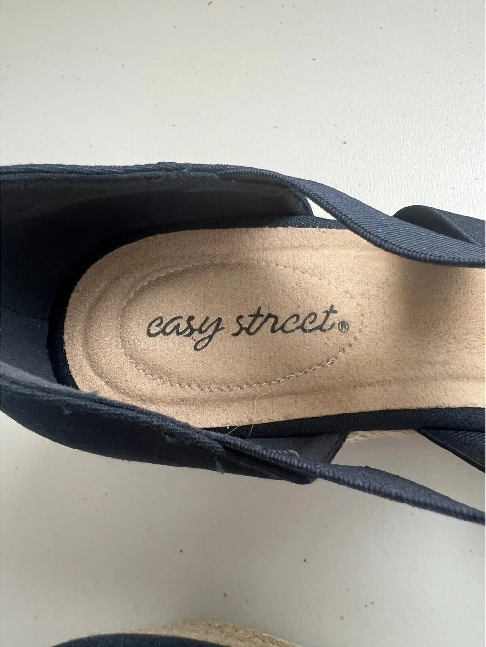 Easy Street Women's Pari Espadrille Wedge Sandals (Navy Canvas) - Size 11.0 M